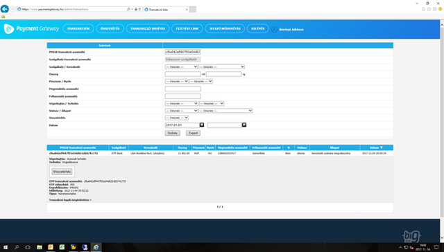 Az összeg visszatérítése partner felé