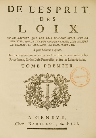 "El Espíritu de las Leyes" Montesquieu. 1748