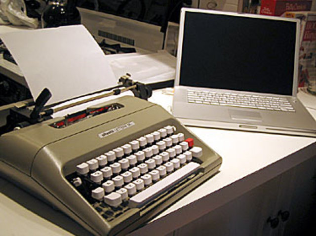 Typewriter and Laptop