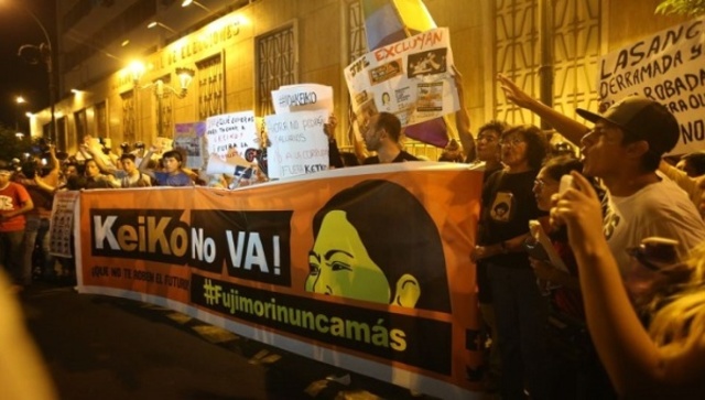 Marcha contra Keiko comunidad peruana