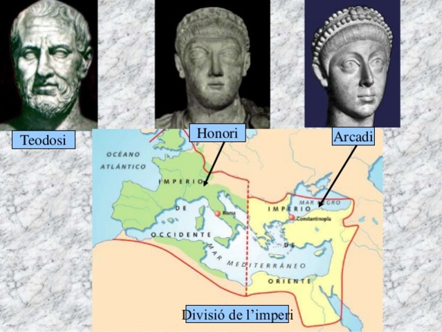 La divisió de l'imperi romà en morir Teodosi I.