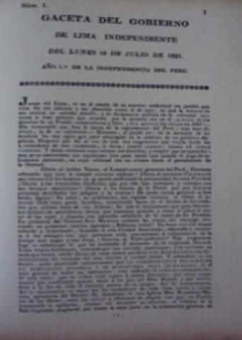 GACETA DE GOBIERNO DE LIMA INDEPENDIENTE