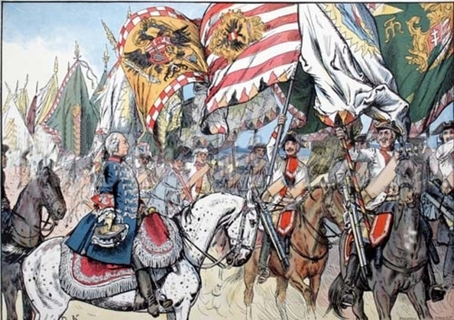 Frederick the Great leads Prussia to victory.