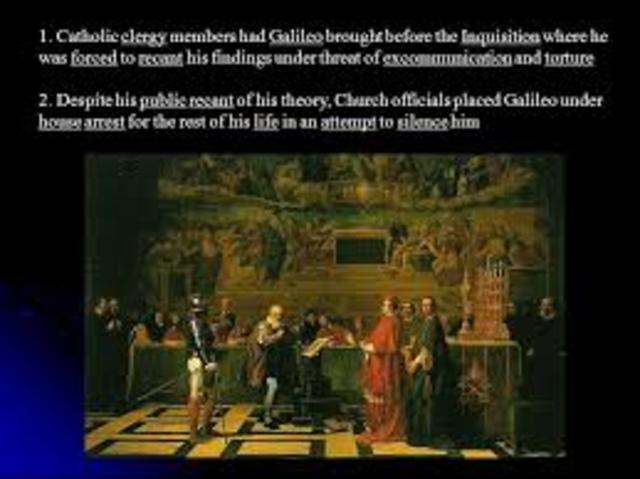 Galileo was put under house arrest by an inquisition for supporting Copernicus's theory