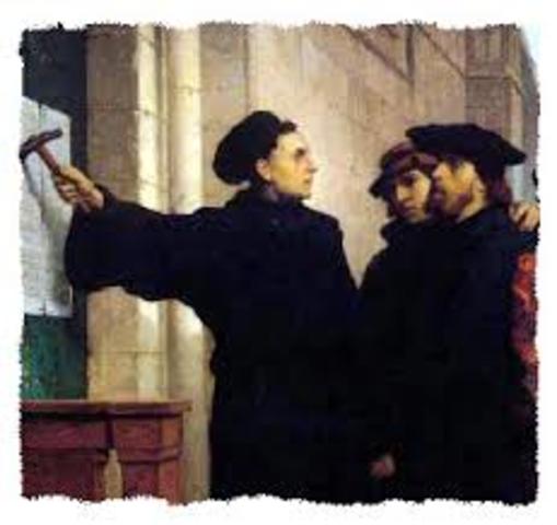 Martin Luther posts 95 Theses on the door of Castle Church