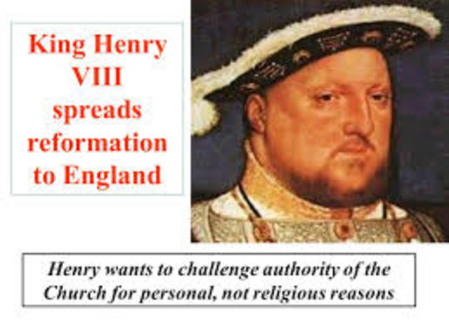 King Henry Begins Protestant Anglican Church