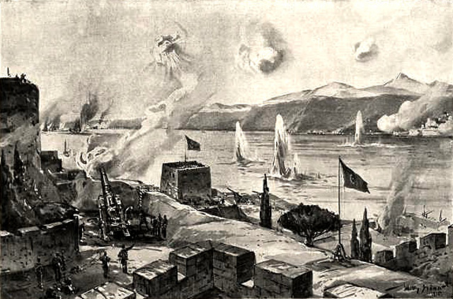 Britain bombarded Turkish forts in the Dardanelles