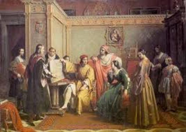 He goes to court of Ludovico Sforza