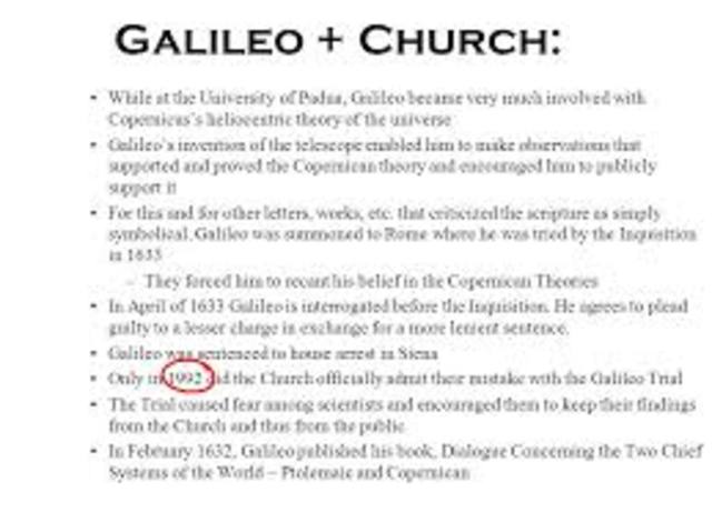 Galileo was put under house arrest by an inquisition for supporting Copernicus theory