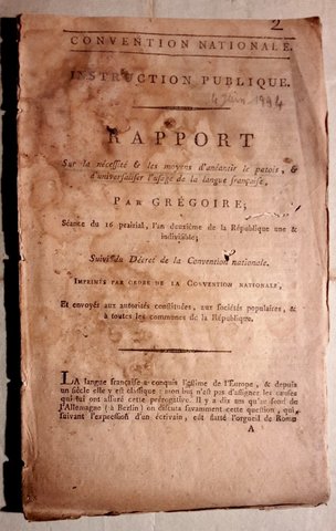 LANGUE: Le questionnaire de l´abbé Grégoire