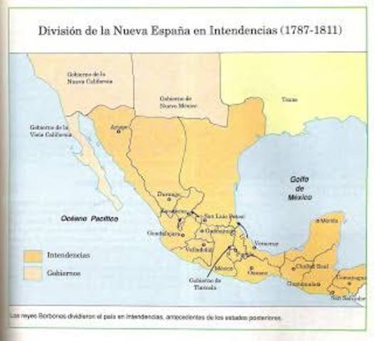 División de nueva España en intendencias