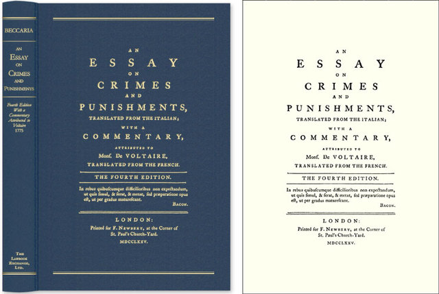 Cesare Baccaria published On Crimes and Punishments - railing against common abuses of justice