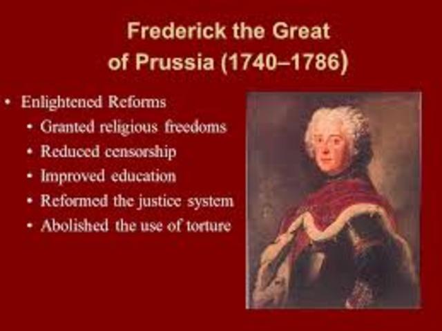 The enlightened despot Fredrick II began his rule of prussia