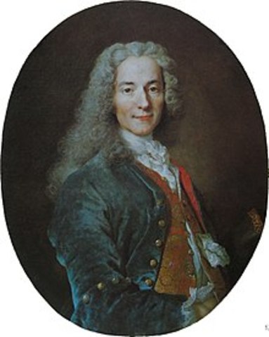 Francois-Marie Arouet changed his name to Voltaire and goes on to champion individual freedoms