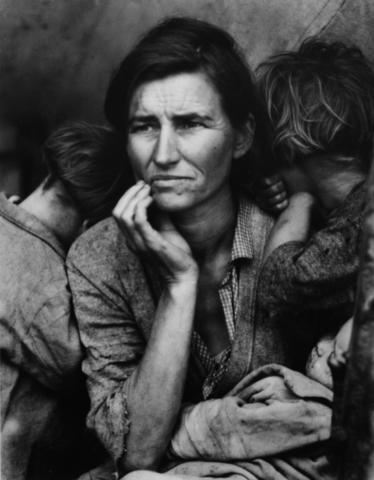Migrant mother with three children by Dorothea Lange