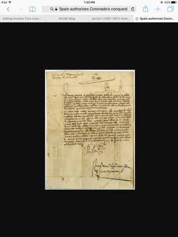 Spain authorizes Coronado's conquest