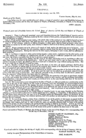 John Adams- Treaty of Tripoli