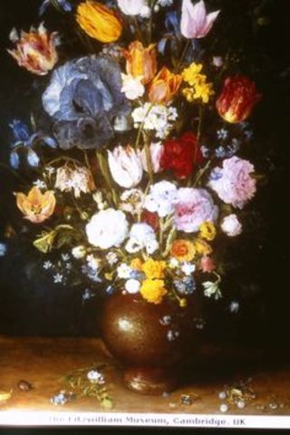 A Stoneware vase of flowers