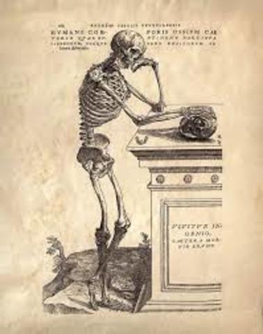 Andreas Vesalius published on the Fabric of the Human Body - detailing dissection of human bodies