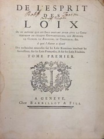 Montesquieu published On the Spirit of Laws
