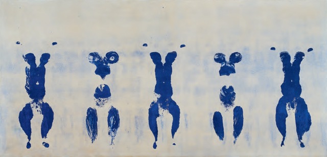 Yves Klein’s “Anthropometry of the Blue Period”