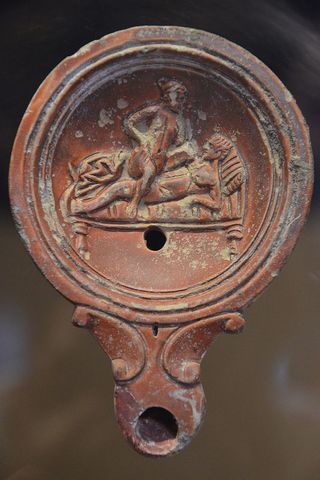 Oil Lamp with Love Making Scene