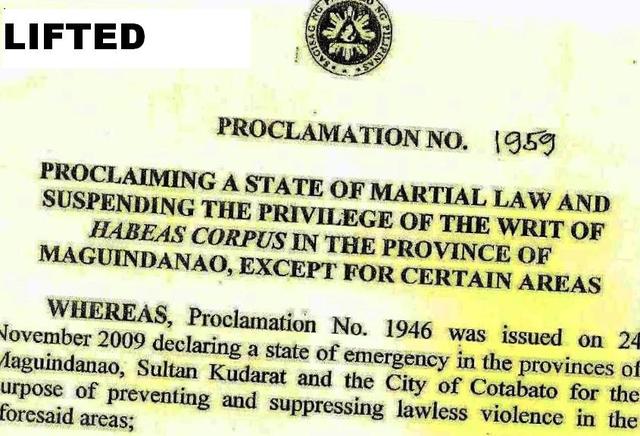 Lifting of Martial Law