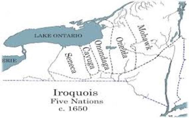 Iroquois Confederation established to stop warfare among five nations