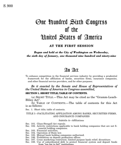1999 Gramm-Leach-Bliley Act