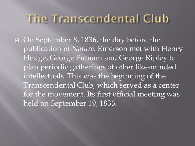 Transcendental Club's first meeting