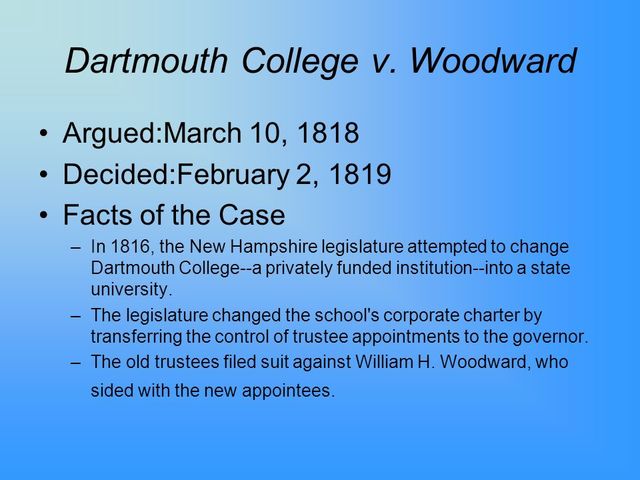 Dartmouth College v Woodward