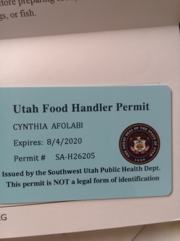 The day I got my Food Handler's Permit