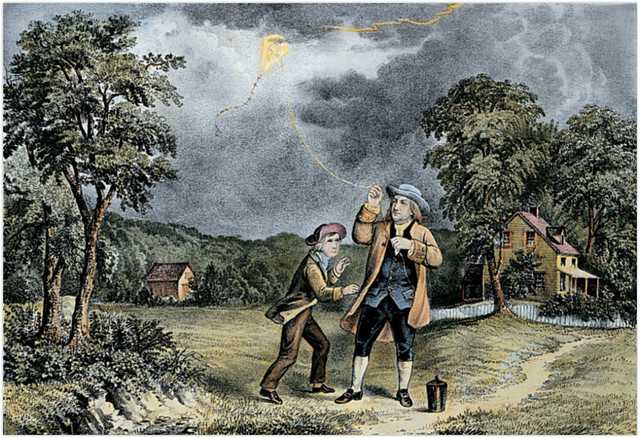 Benjamin Franklin proves lightning is a form of electricity