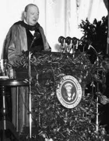 Churchill delivers the "Iron Curtain" speech