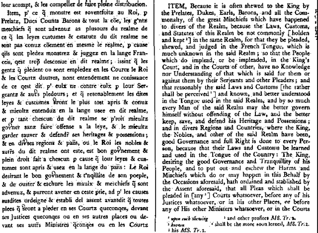 L’anglais, langue unique des tribunaux anglais