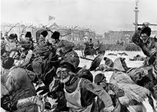 Bloody Sunday in St. Petersburg begins the 1905 Russian Revolution