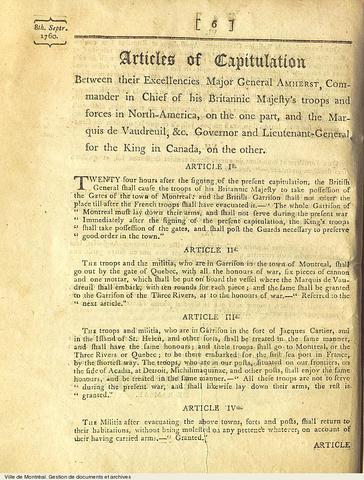 7 Years War & the Articles of Capitulation 1760