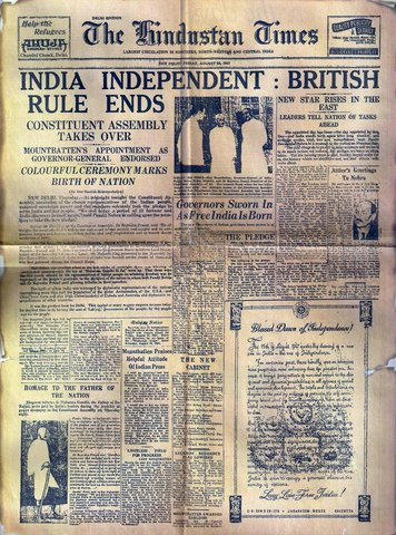 India gained its Independence from the British