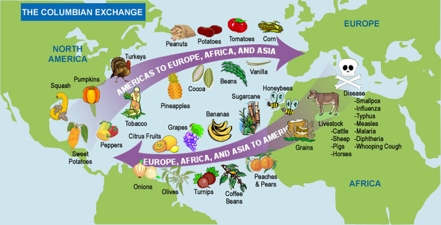 The Columbian Exchange is established