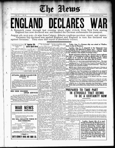 Start of war for Canada.