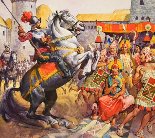 Spaniards start conquest of the Inca Empire