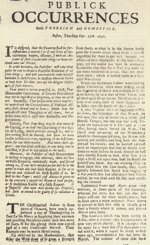 First colonial newspaper