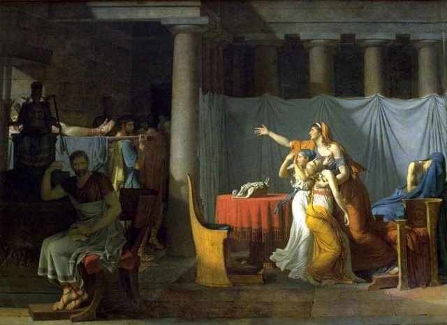 Los lictores llevando a Bruto los cuerpos de sus hijos