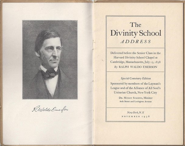 Ralph Waldo Emerson gave the “Divinity School Address”