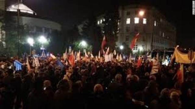 74 people are killed during political protests in Poland.