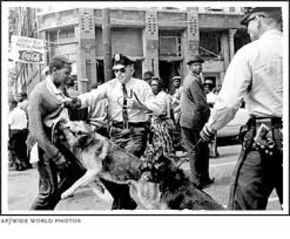 Bull Connors Birmingham police attack on crowds of young black protesters with dogs an firehoses