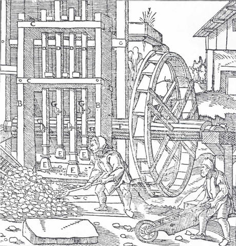 First use of making flour with water wheels