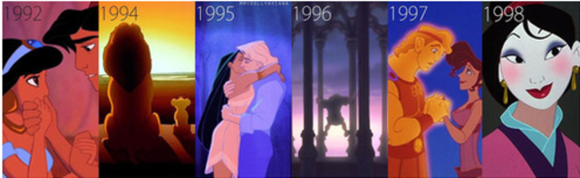 Pocahontas, El Jorobado de Notre Dame, Hércules y Mulán.