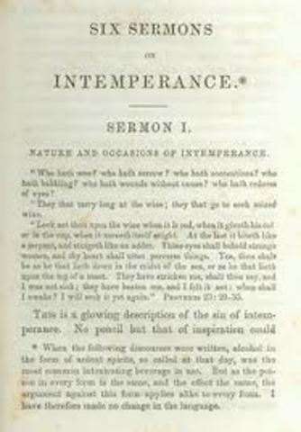 Lyman Beecher Delivered His "Six Sermons on Intemperance"
