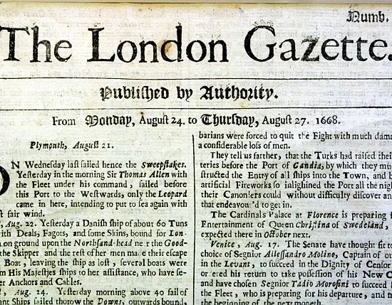 Newspaper- The London Gazette